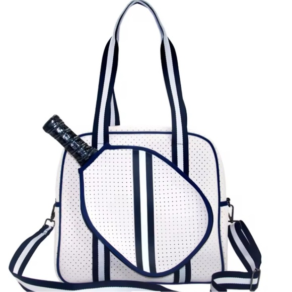 not branded Handbags - Stylish White and Black Neoprene Pickle Ball Bag